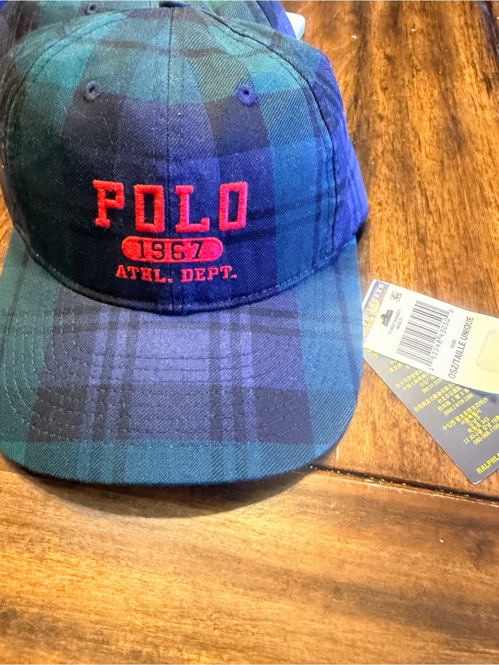 Polo by Ralph Lauren Plaid Baseball Cap with Red Embroidery